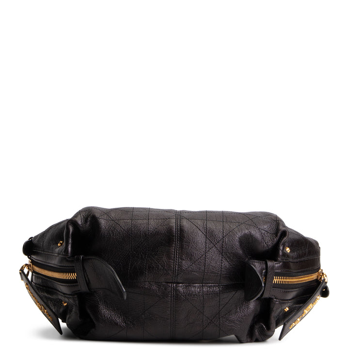 DIOR D-Journey Bag Crinkled Calfskin Shoulder Bag - Black
