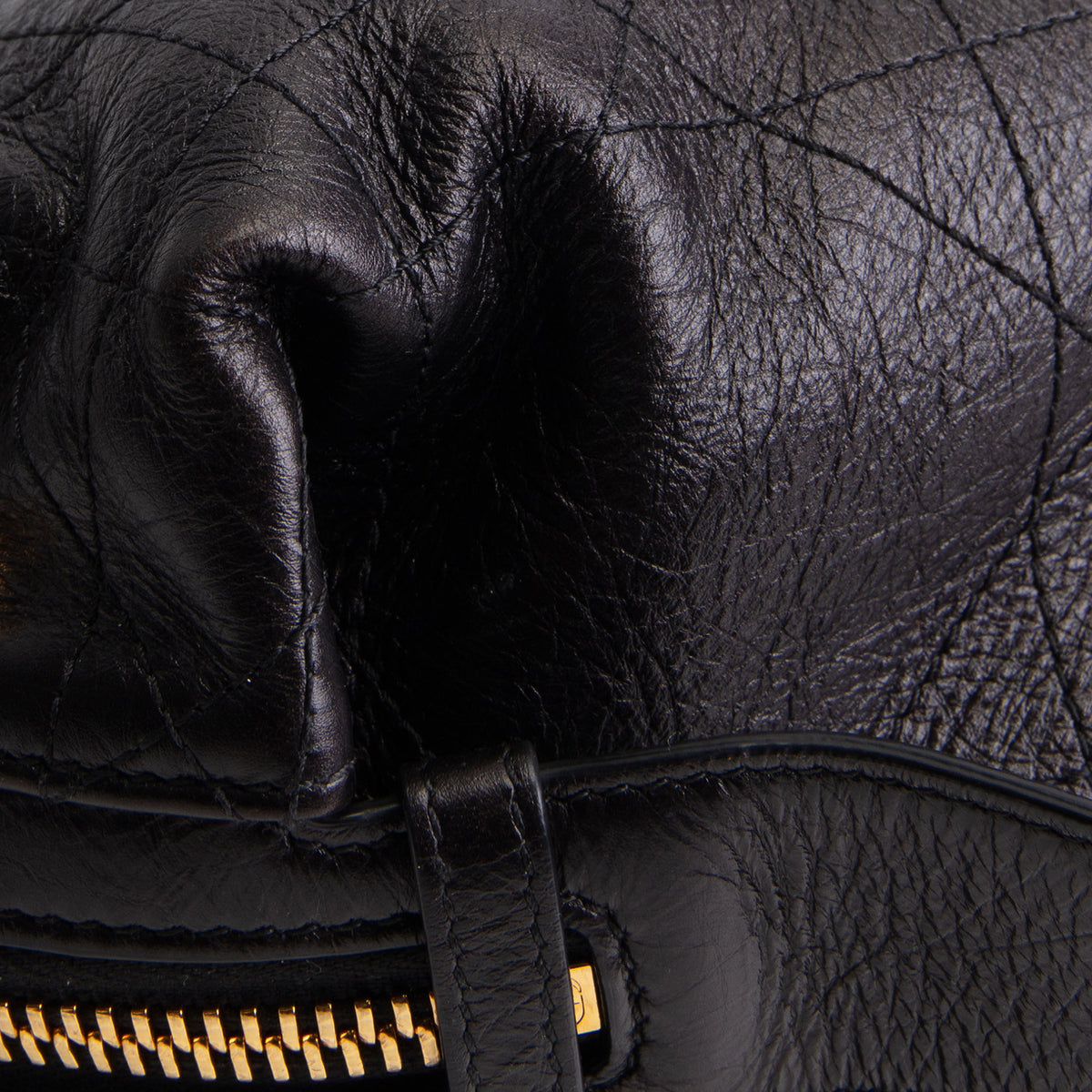 DIOR D-Journey Bag Crinkled Calfskin Shoulder Bag - Black
