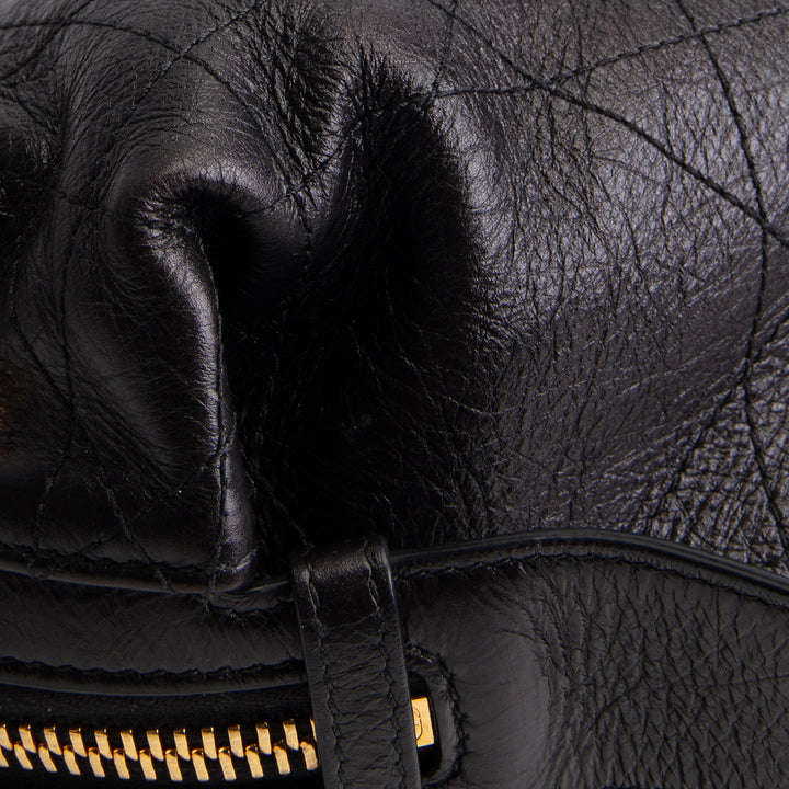 DIOR D-Journey Bag Crinkled Calfskin Shoulder Bag - Black