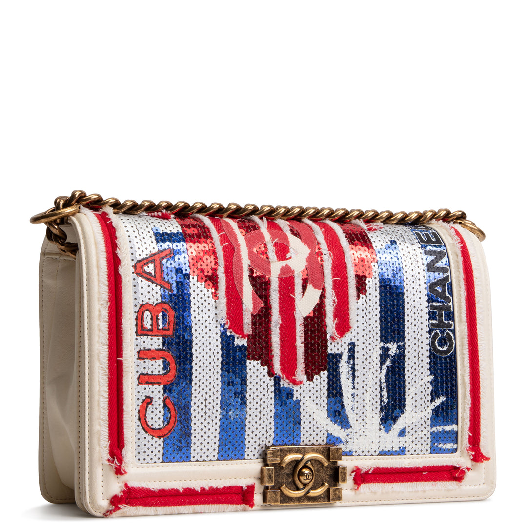 CHANEL Sequin Cuba Boy Bag