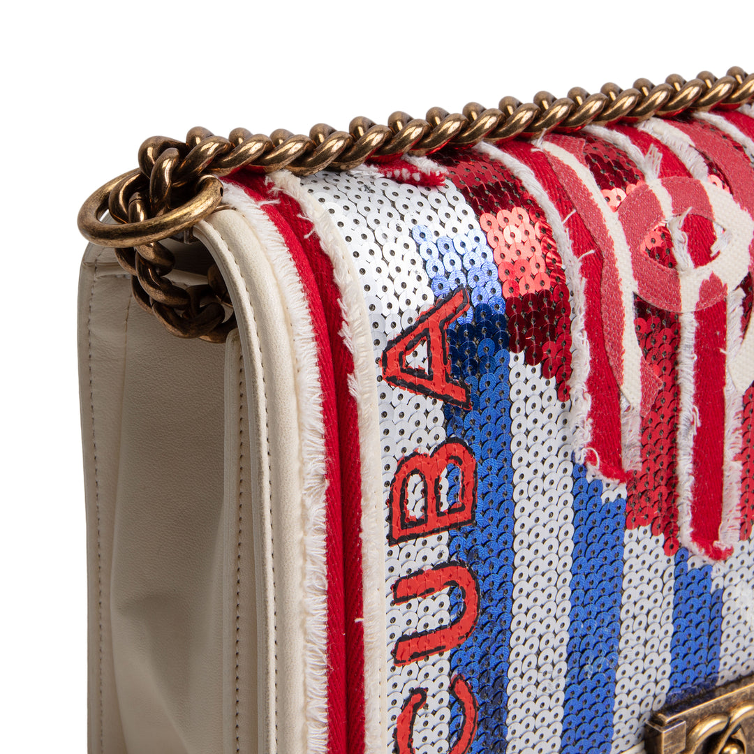 CHANEL Sequin Cuba Boy Bag