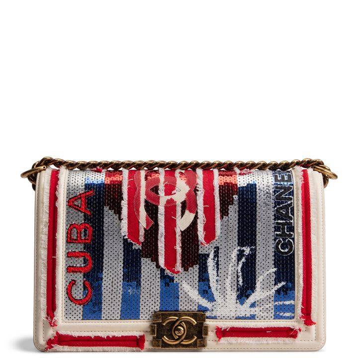CHANEL Sequin Cuba Boy Bag