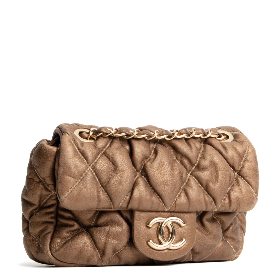 CHANEL Bubble Quilt Flap Bag - Metallic Bronze