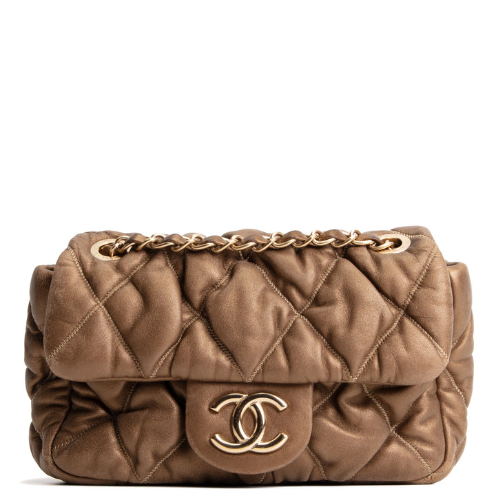 CHANEL Bubble Quilt Flap Bag - Metallic Bronze