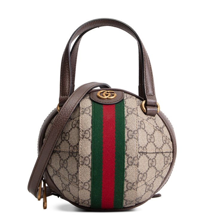GUCCI GG Supreme Basketball Shoulder Bag - Beige & Ebony