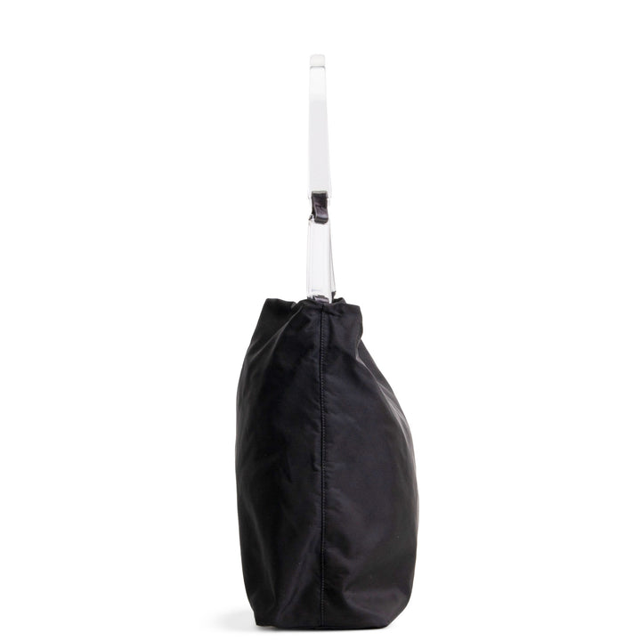 PRADA Tessuto Hobo w/ Acrylic Handle - Black