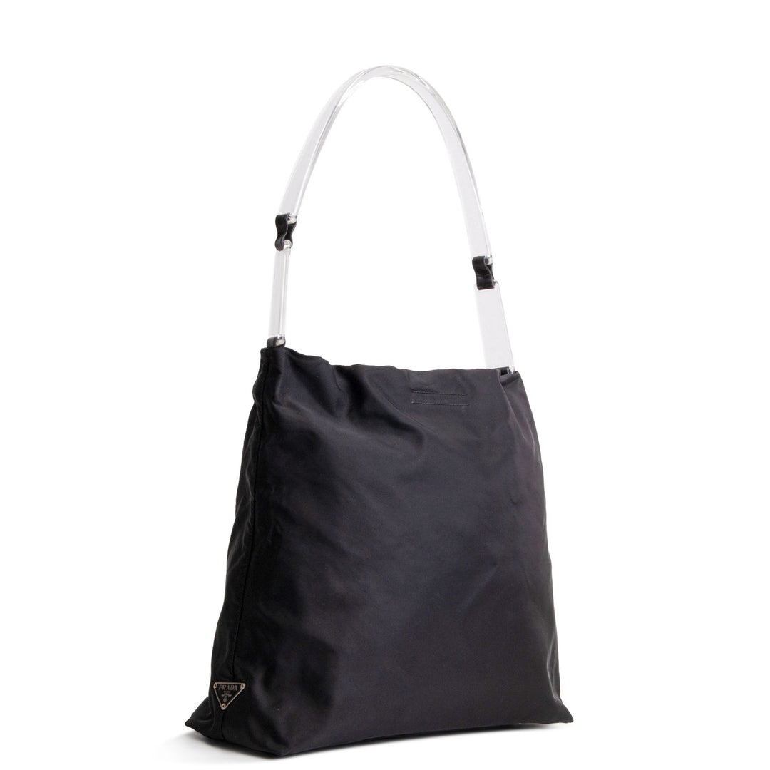 PRADA Tessuto Hobo w/ Acrylic Handle - Black