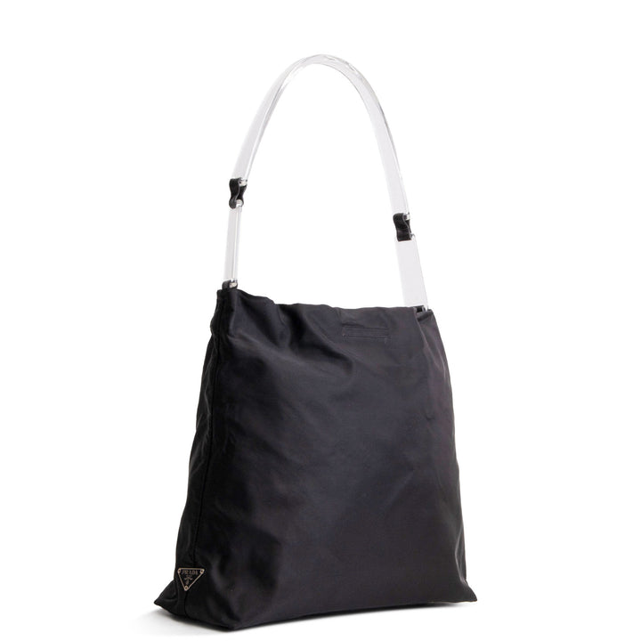 PRADA Tessuto Hobo w/ Acrylic Handle - Black