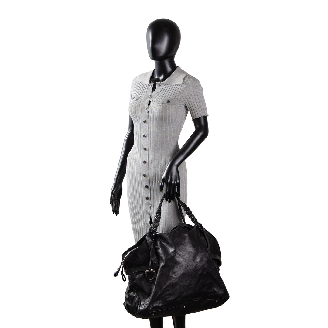 FERRAGAMO Soft Nappa Leather Large Hobo - Black
