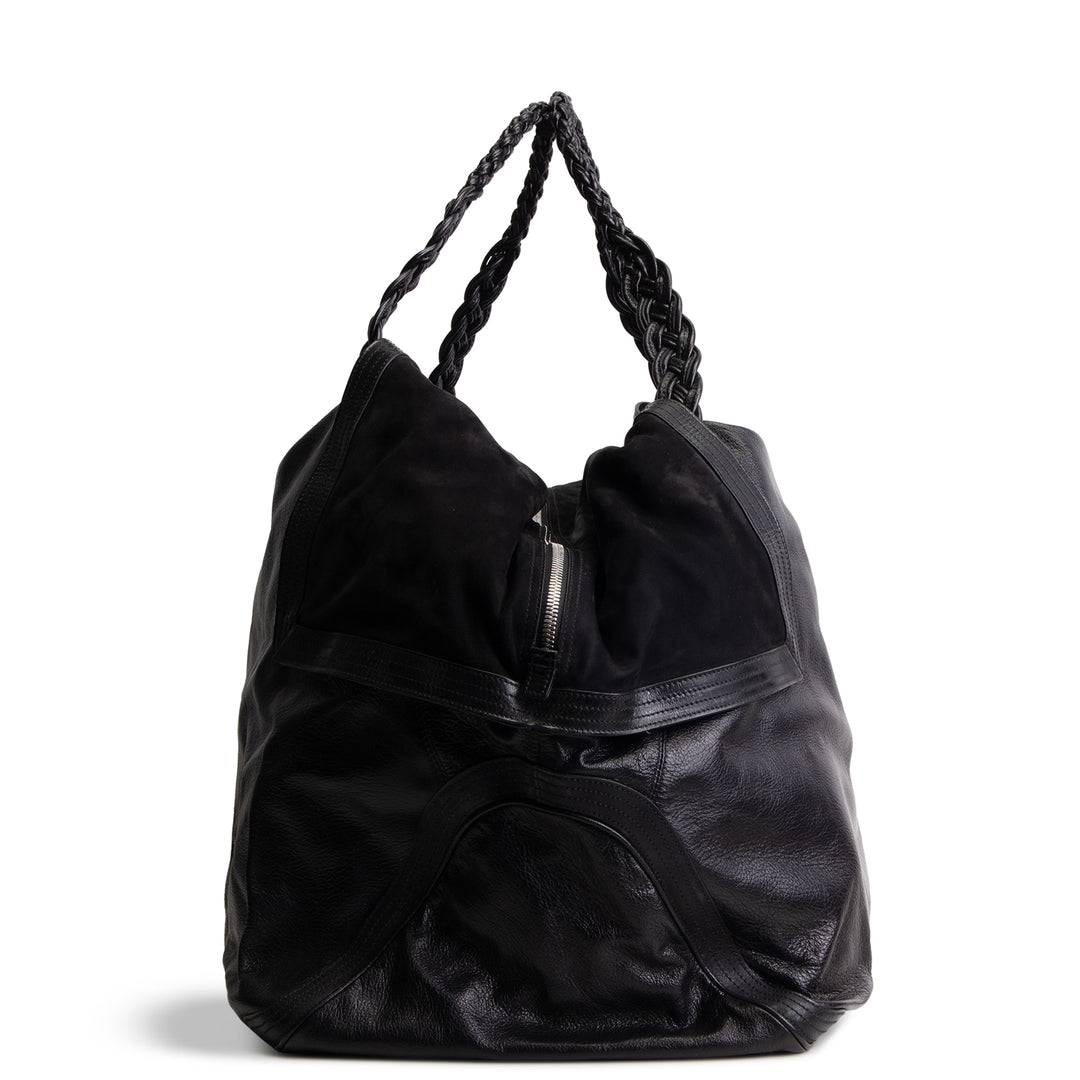 FERRAGAMO Soft Nappa Leather Large Hobo - Black