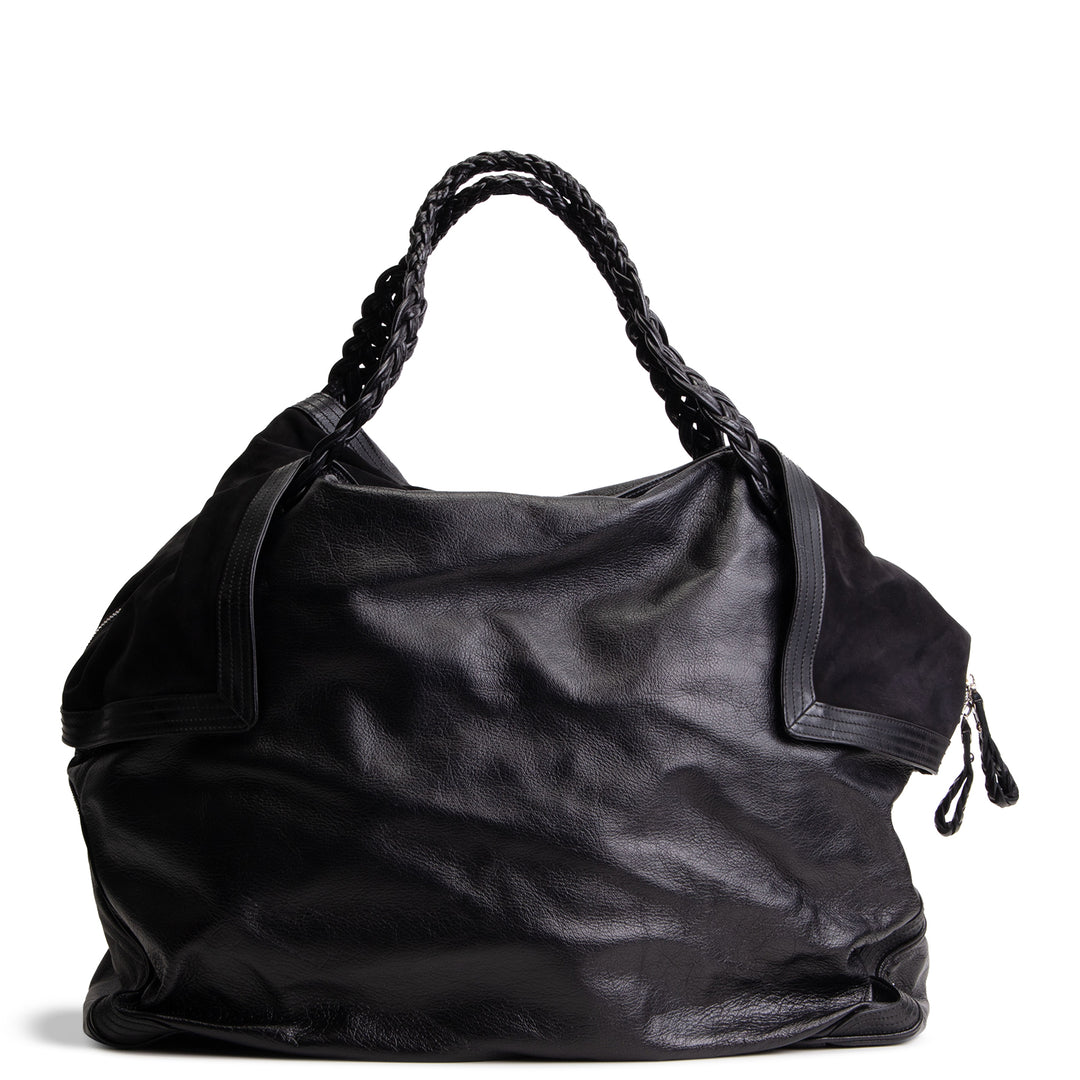 FERRAGAMO Soft Nappa Leather Large Hobo - Black