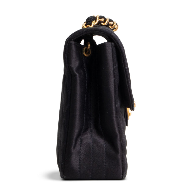 CHANEL Vintage Satin CC Turnlock Flap Bag - Black