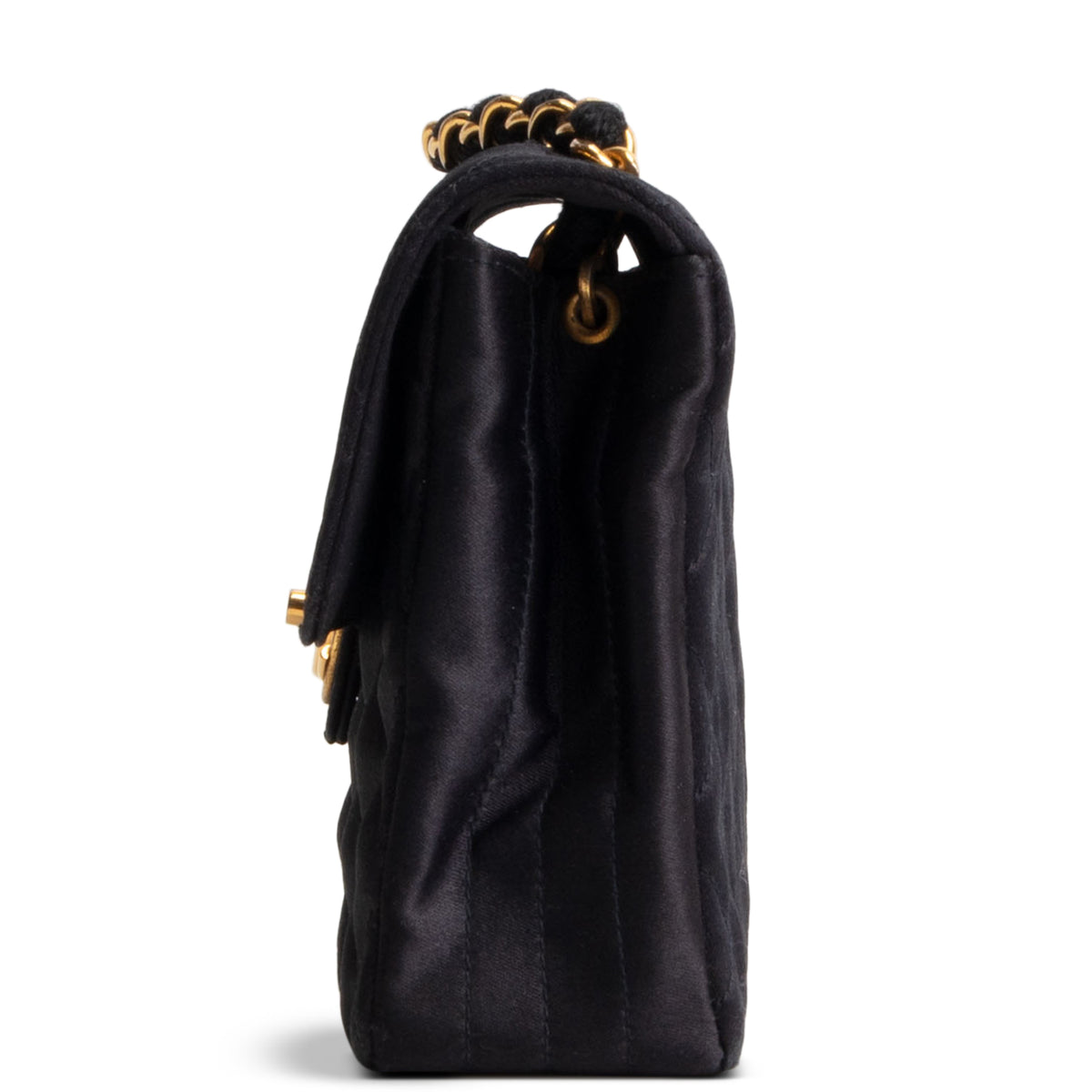 CHANEL Vintage Satin CC Turnlock Flap Bag - Black