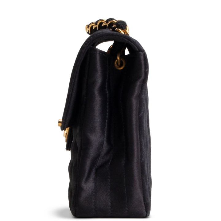 CHANEL Vintage Satin CC Turnlock Flap Bag - Black