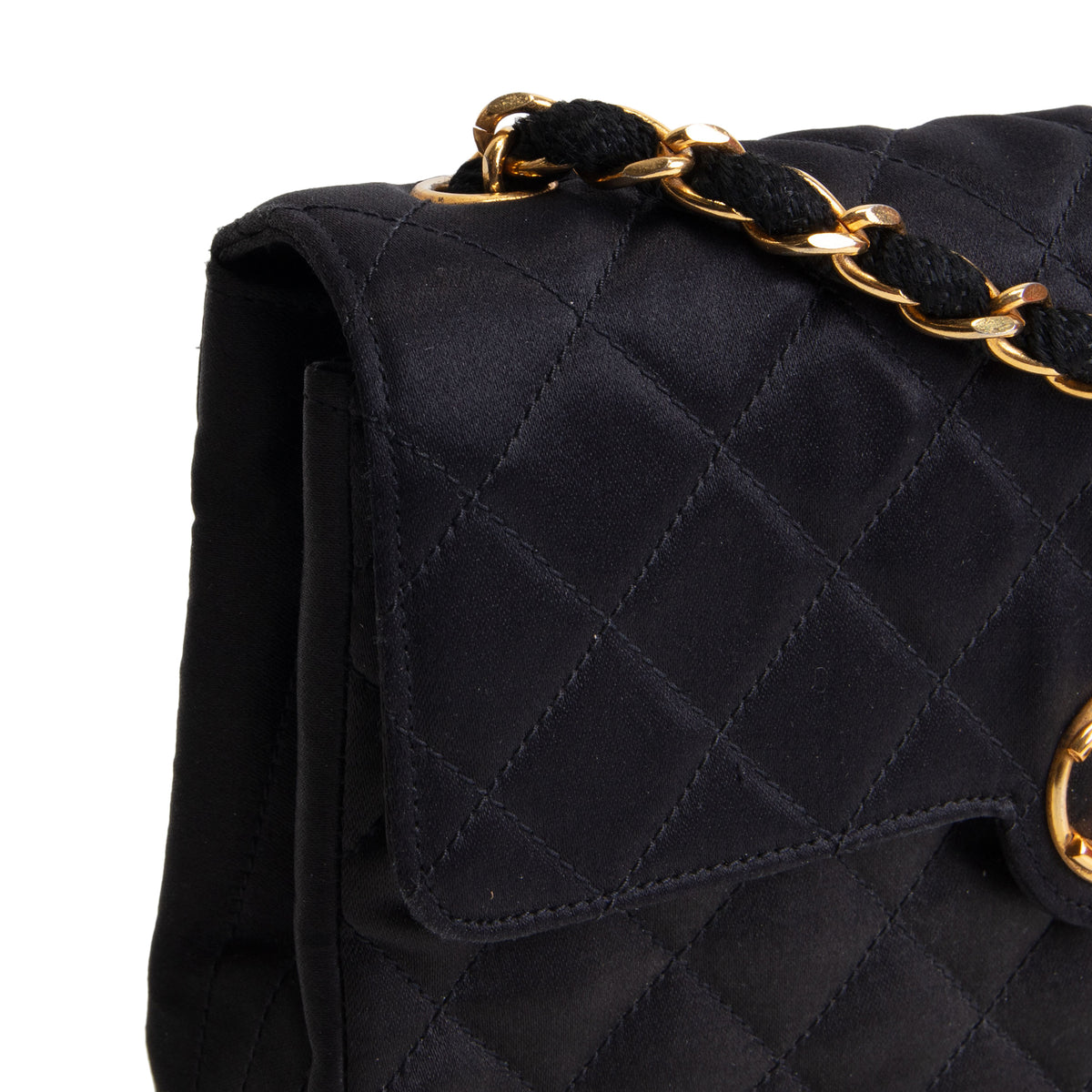 CHANEL Vintage Satin CC Turnlock Flap Bag - Black