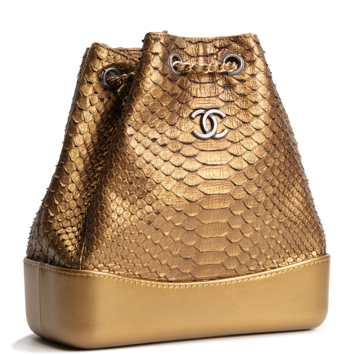 CHANEL Small Python Gabrielle Backpack - Bronze