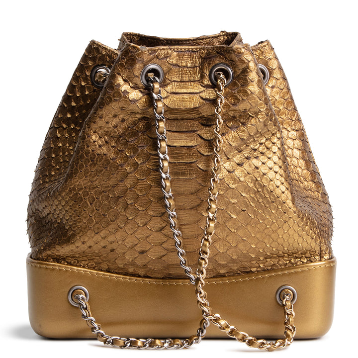 CHANEL Small Python Gabrielle Backpack - Bronze