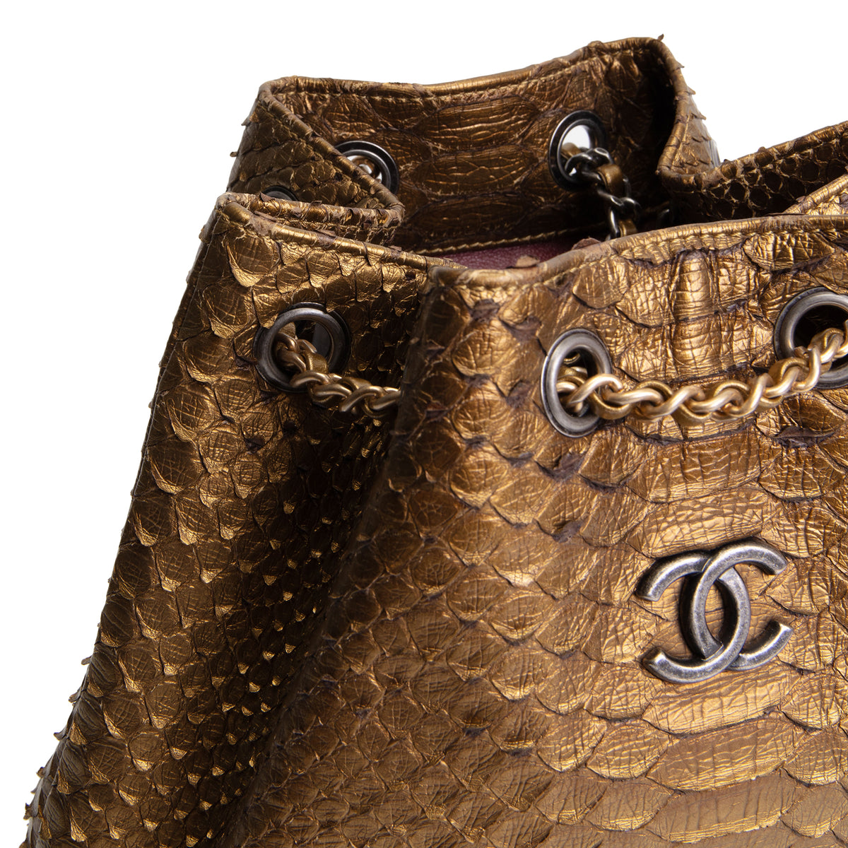 CHANEL Small Python Gabrielle Backpack - Bronze OUTLET FINAL SALE
