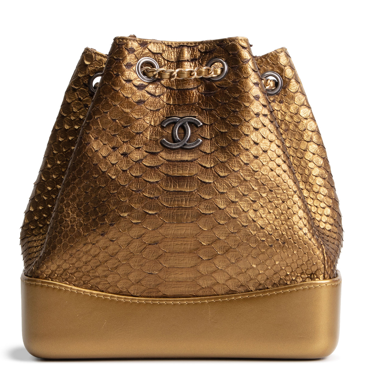 CHANEL Small Python Gabrielle Backpack - Bronze OUTLET FINAL SALE