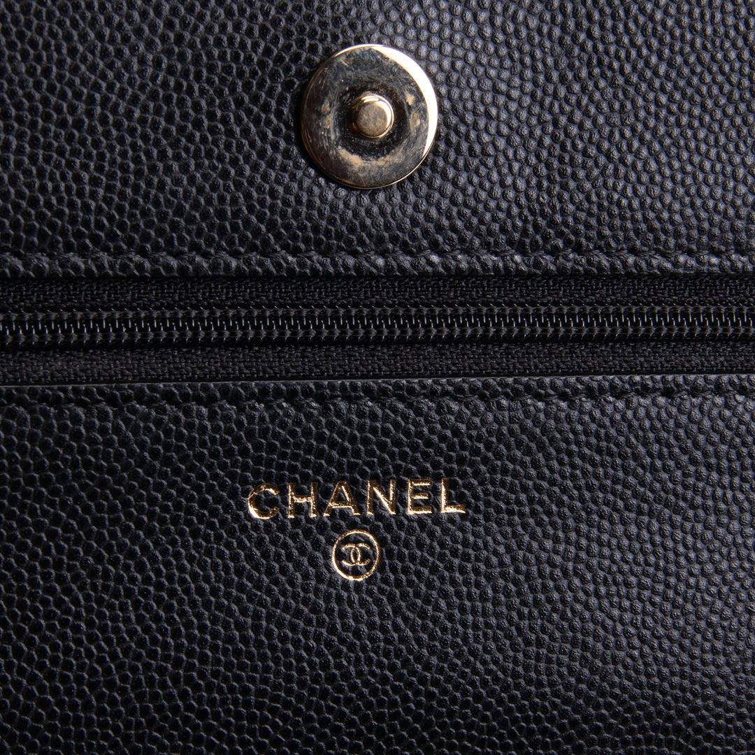 CHANEL Crystal CC Wallet on Chain Quilted Caviar - Black