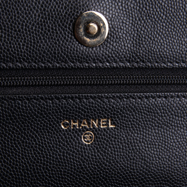 CHANEL Crystal CC Wallet on Chain Quilted Caviar - Black