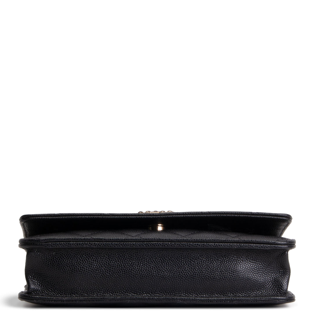 CHANEL Crystal CC Wallet on Chain Quilted Caviar - Black