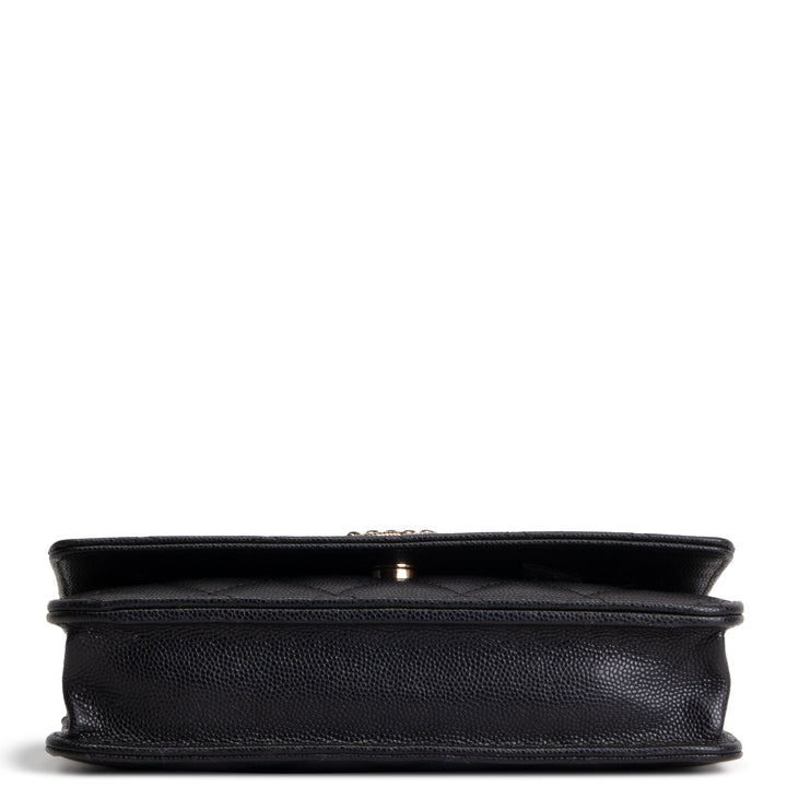 CHANEL Crystal CC Wallet on Chain Quilted Caviar - Black