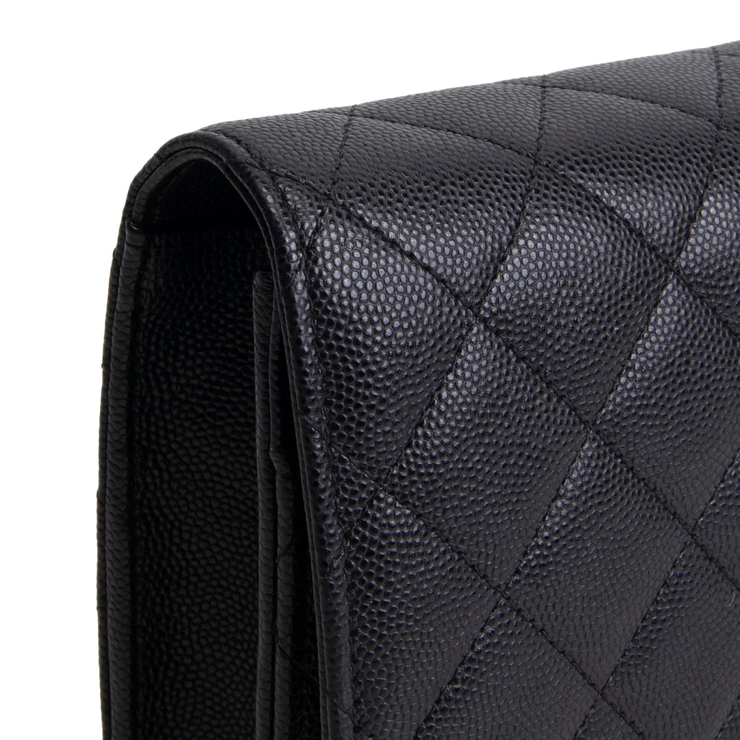 CHANEL Crystal CC Wallet on Chain Quilted Caviar - Black