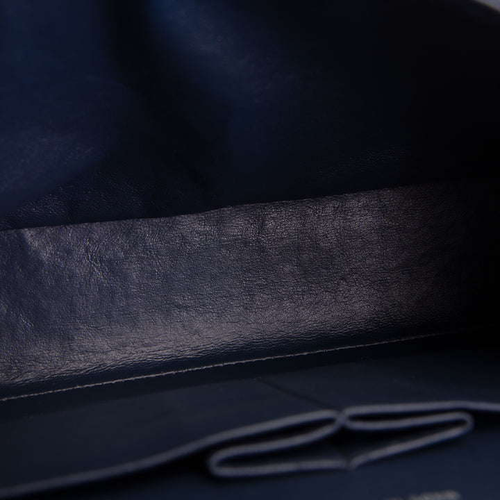 CHANEL Patent Sparkly Medium Double Flap Bag - Midnight Blue