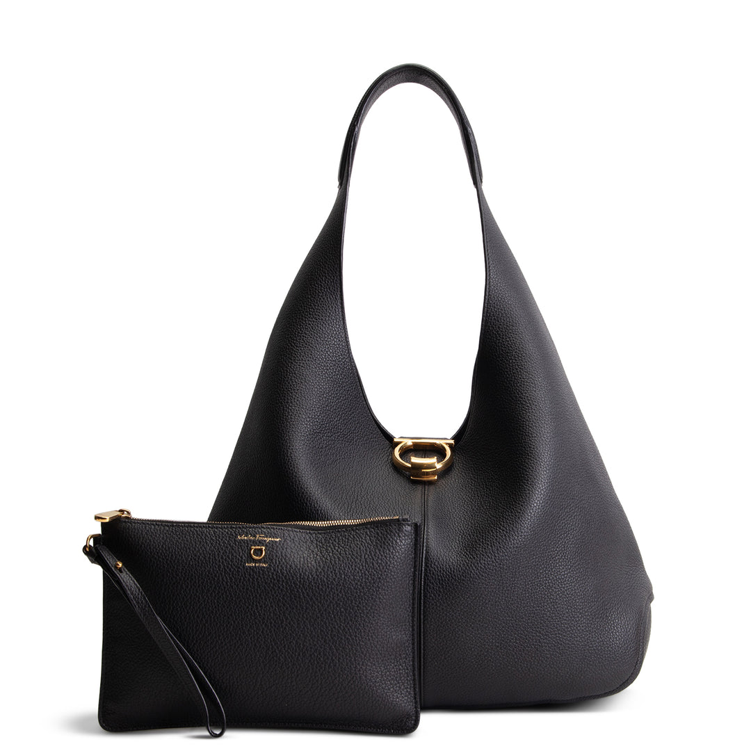 FERRAGAMO Gancio Hobo - Black