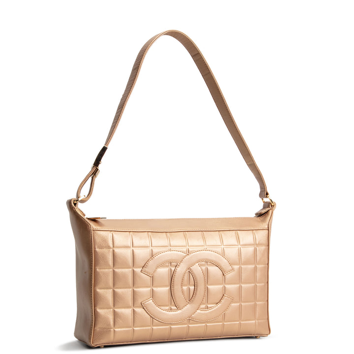 CHANEL Vintage Chocolate Bar CC Shoulder Bag - Metallic Gold OUTLET FINAL SALE