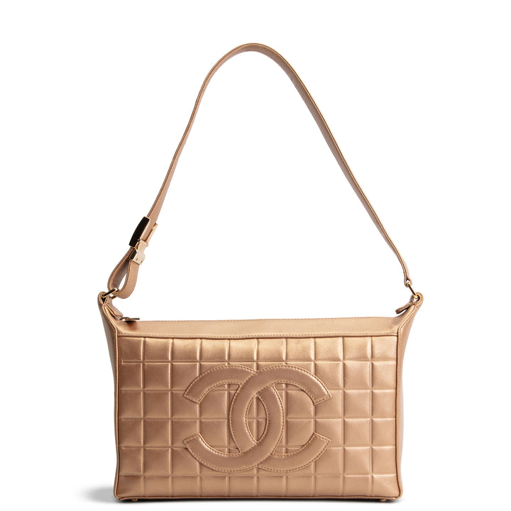 CHANEL Vintage Chocolate Bar CC Shoulder Bag - Metallic Gold OUTLET FINAL SALE