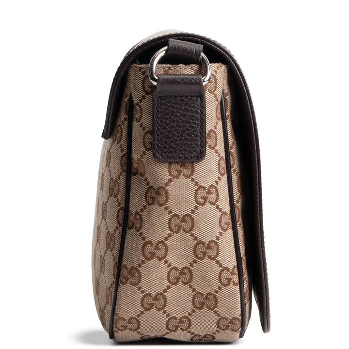 GUCCI GG Canvas Messenger Bag - Beige & Ebony