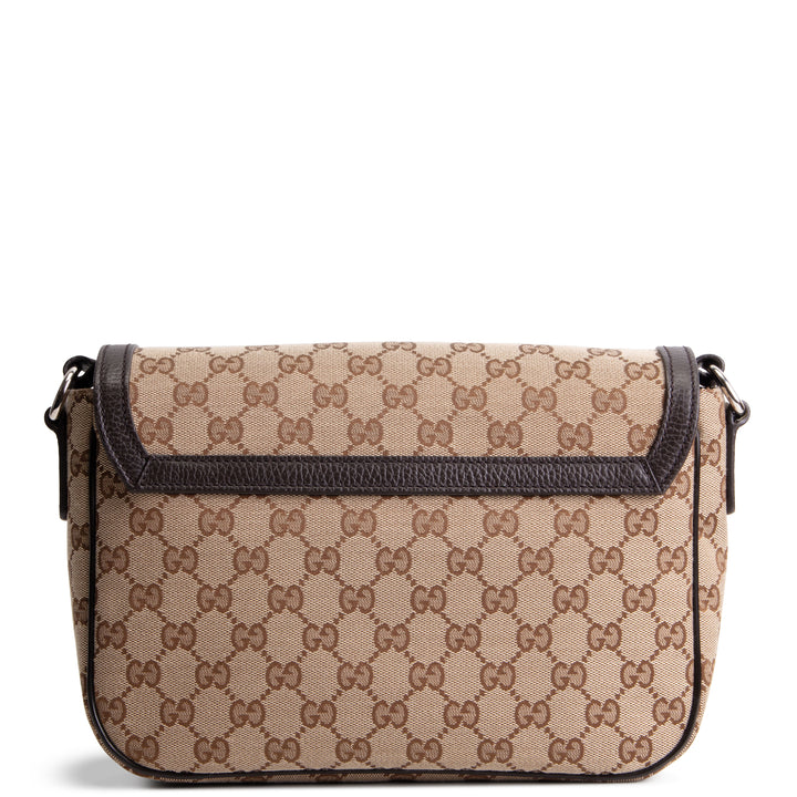GUCCI GG Canvas Messenger Bag - Beige & Ebony