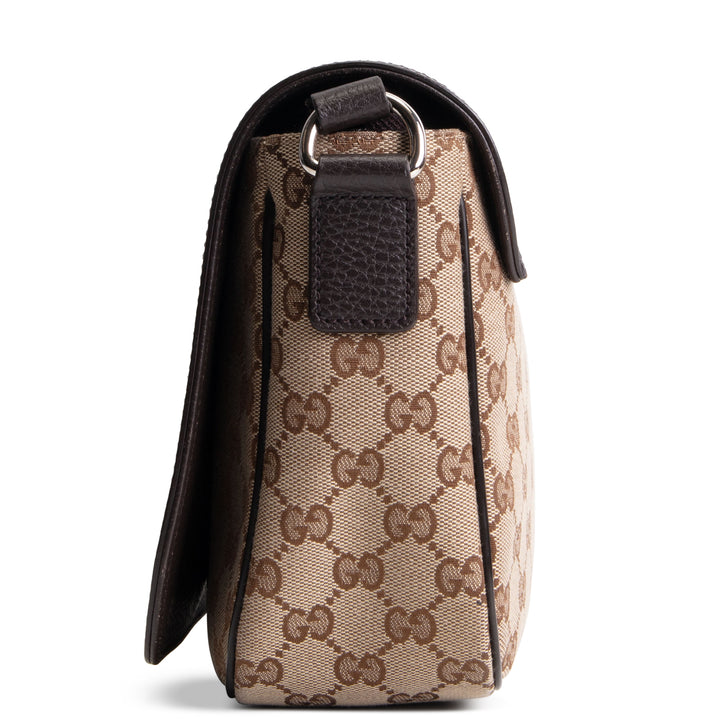 GUCCI GG Canvas Messenger Bag - Beige & Ebony