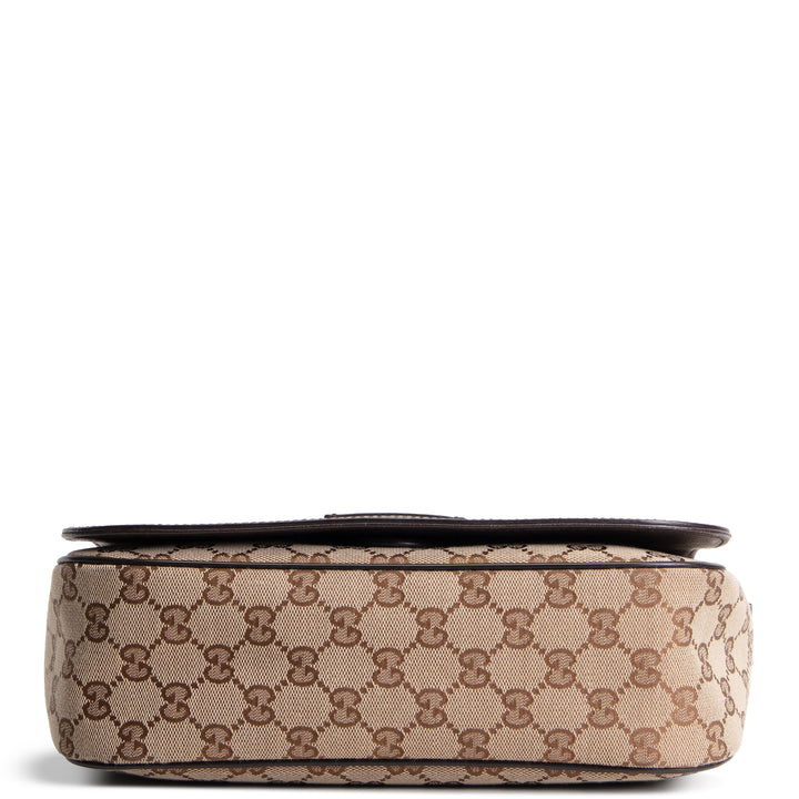 GUCCI GG Canvas Messenger Bag - Beige & Ebony