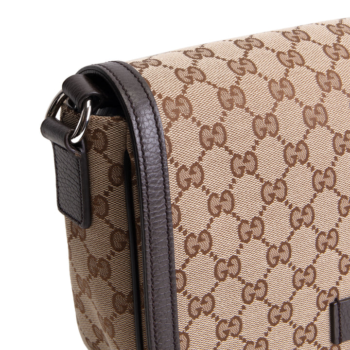 GUCCI GG Canvas Messenger Bag - Beige & Ebony
