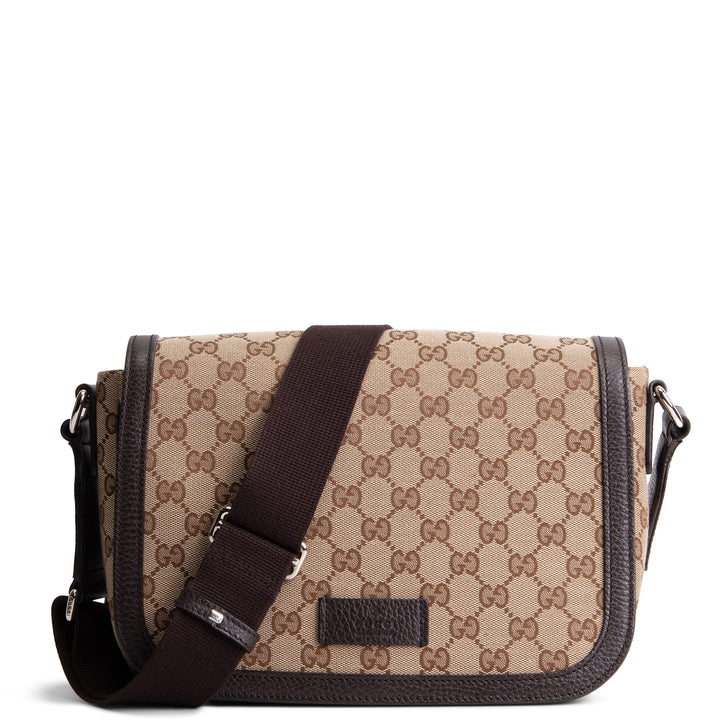 GUCCI GG Canvas Messenger Bag - Beige & Ebony