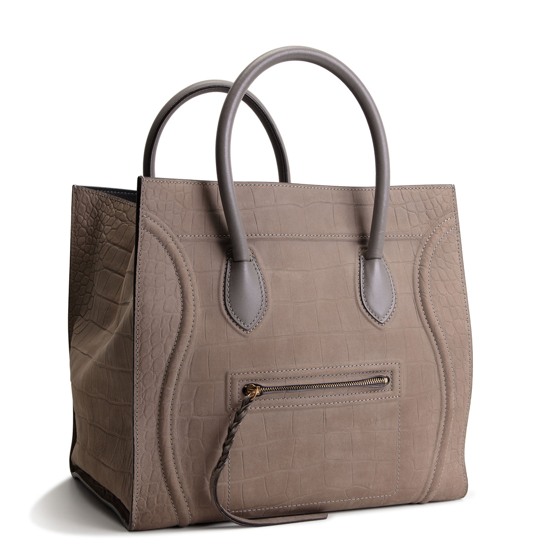 CELINE Nubuck Embossed Large Phantom - Taupe
