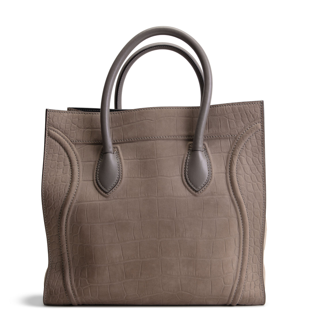CELINE Nubuck Embossed Large Phantom - Taupe