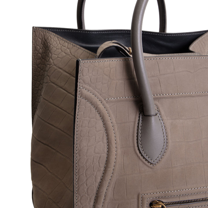 CELINE Nubuck Embossed Large Phantom - Taupe