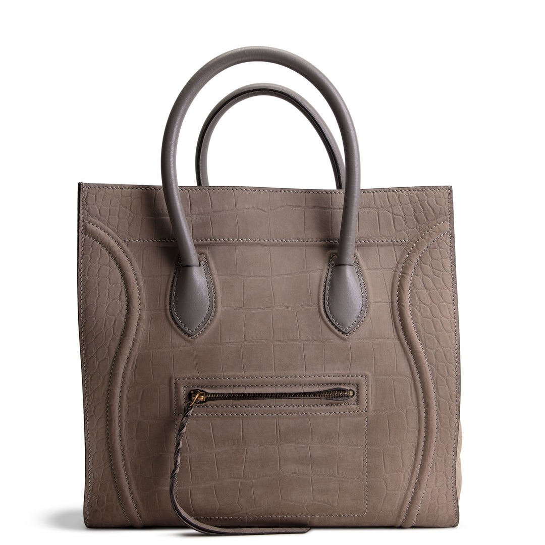 CELINE Nubuck Embossed Large Phantom - Taupe