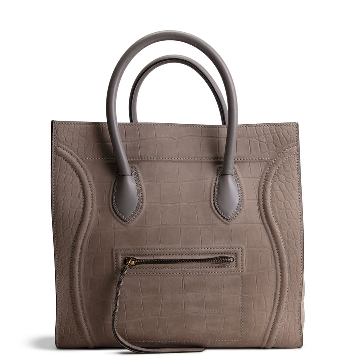 CELINE Nubuck Embossed Large Phantom - Taupe
