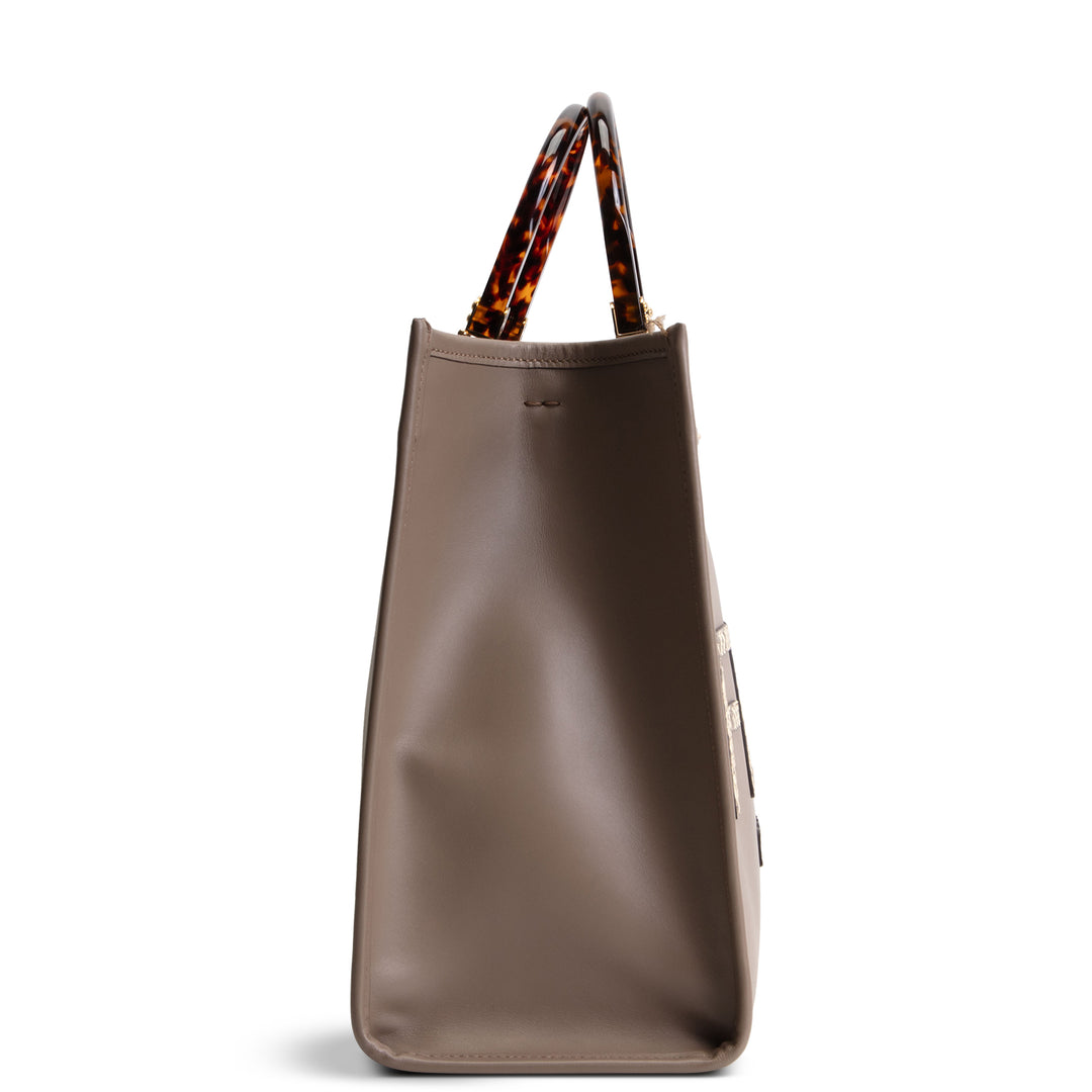 FENDI Medium Sunshine Tote w/ Python - Taupe