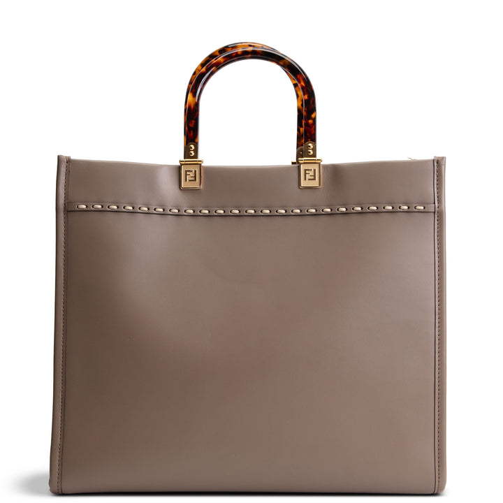 FENDI Medium Sunshine Tote w/ Python - Taupe