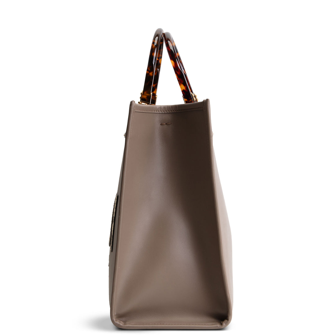 FENDI Medium Sunshine Tote w/ Python - Taupe
