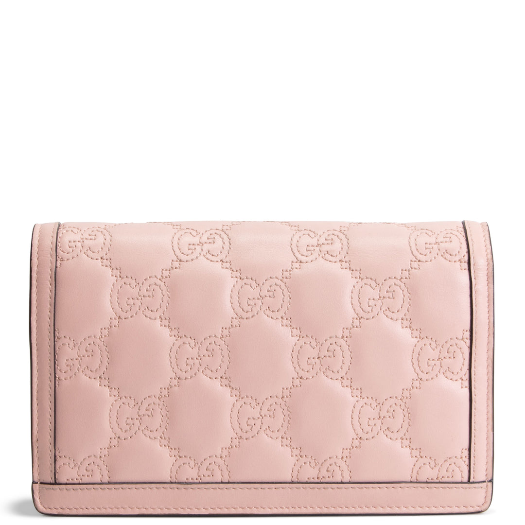 GUCCI GG Matelasse Wallet on Chain - Pink OUTLET FINAL SALE