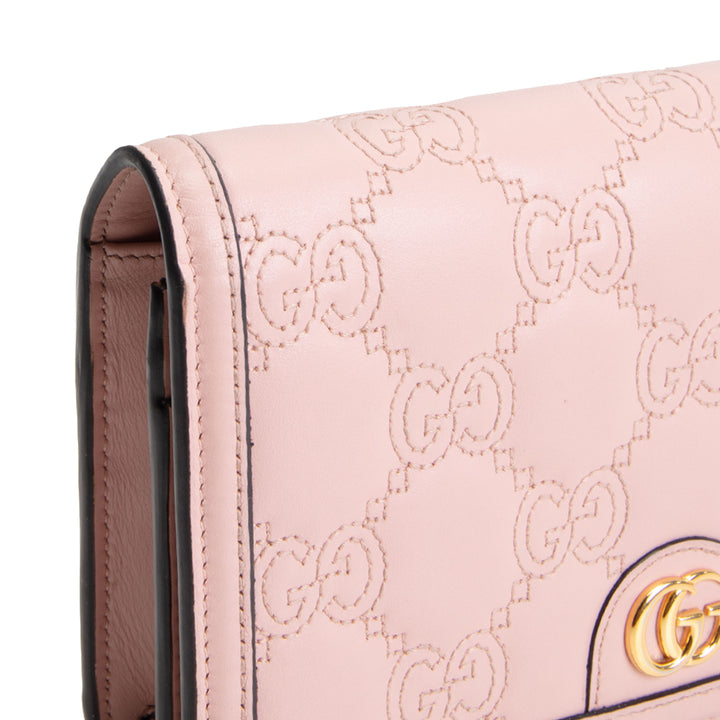 GUCCI GG Matelasse Wallet on Chain - Pink OUTLET FINAL SALE