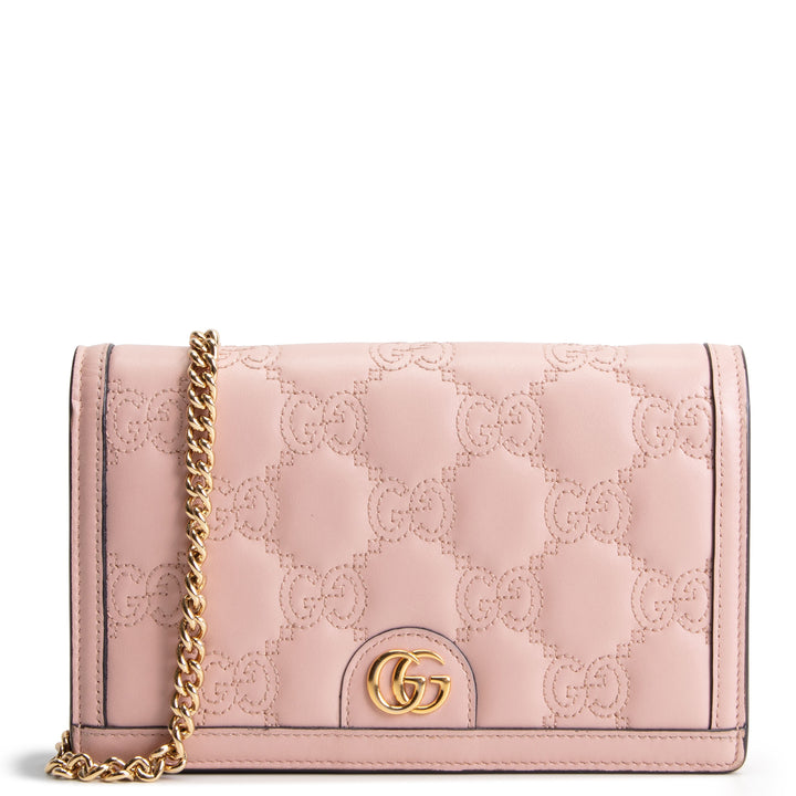 GUCCI GG Matelasse Wallet on Chain - Pink OUTLET FINAL SALE