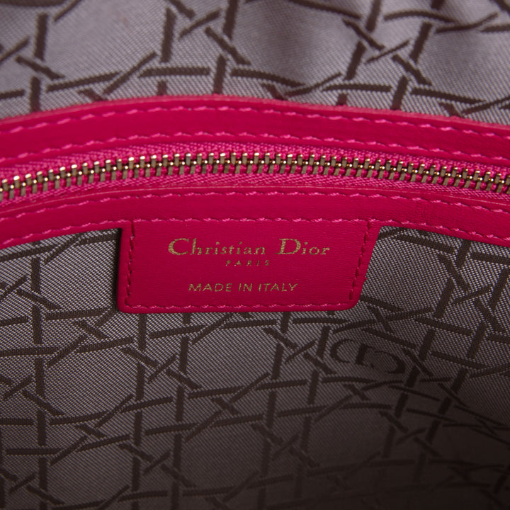 DIOR Lambskin Cannage Large Lady Dior w/ Strap - Pink